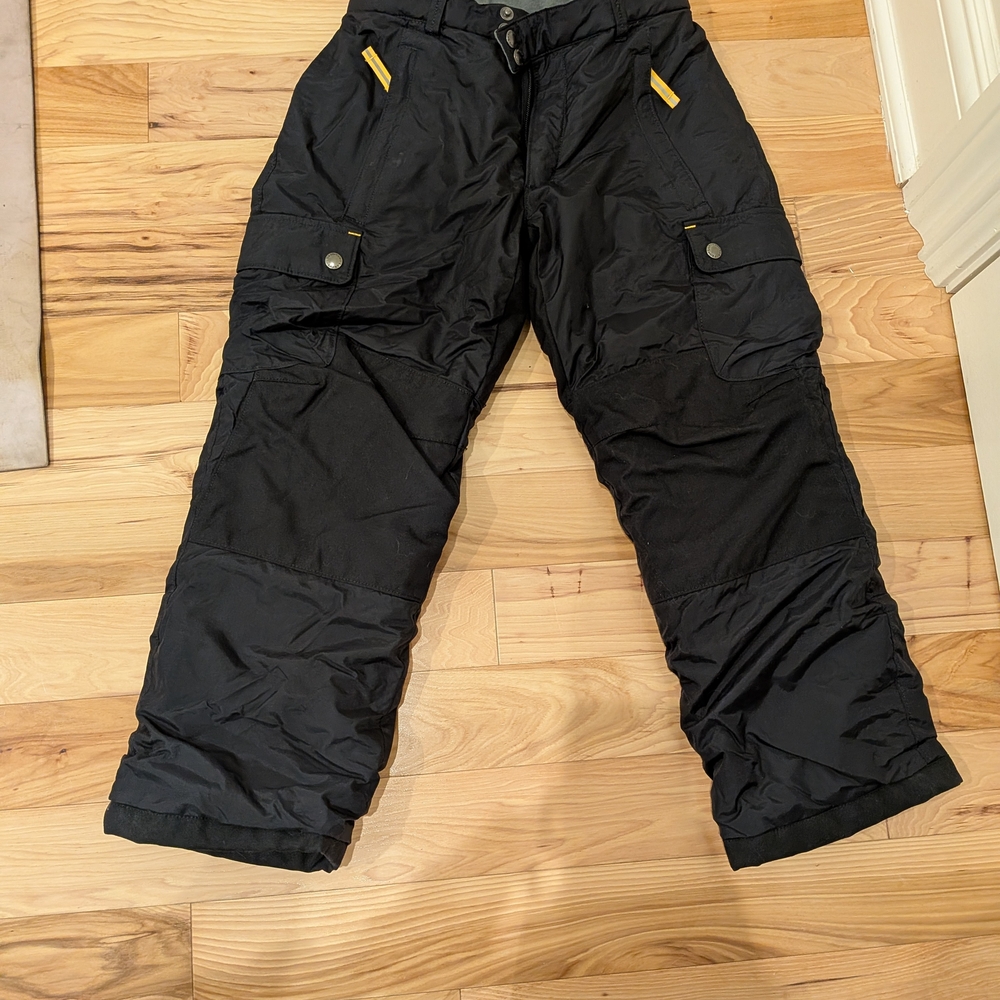 Lands' End Men's Black Cargo Pants with Yellow Accents